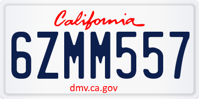 CA license plate 6ZMM557