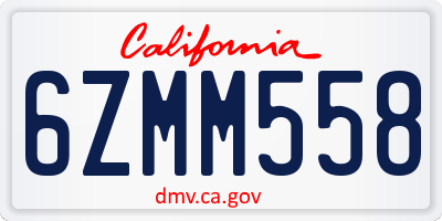 CA license plate 6ZMM558