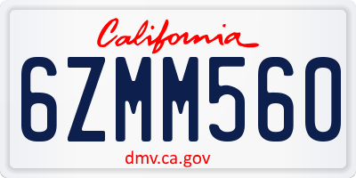 CA license plate 6ZMM560