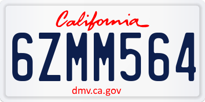 CA license plate 6ZMM564