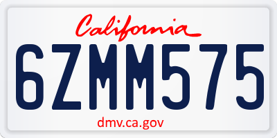 CA license plate 6ZMM575