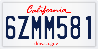CA license plate 6ZMM581