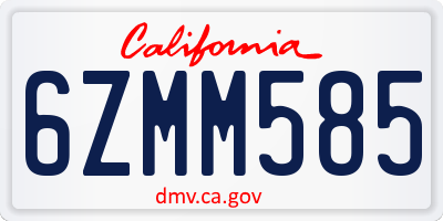 CA license plate 6ZMM585