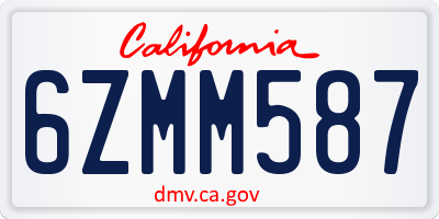 CA license plate 6ZMM587