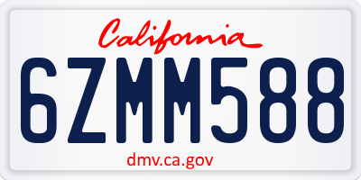 CA license plate 6ZMM588