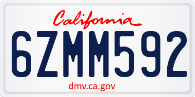 CA license plate 6ZMM592