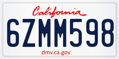 CA license plate 6ZMM598