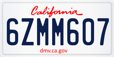 CA license plate 6ZMM607