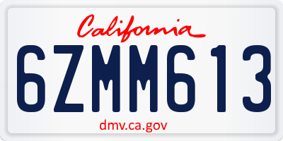 CA license plate 6ZMM613