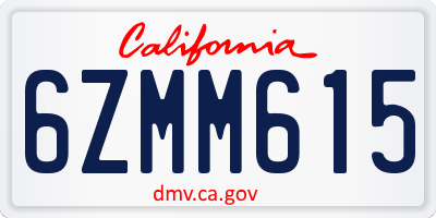CA license plate 6ZMM615