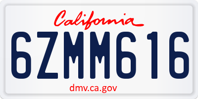 CA license plate 6ZMM616