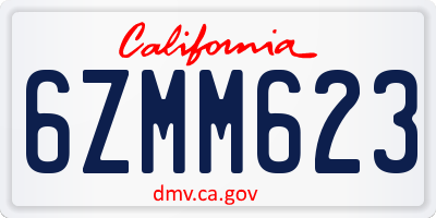 CA license plate 6ZMM623