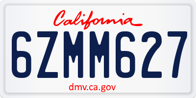 CA license plate 6ZMM627