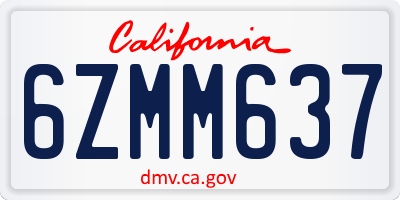 CA license plate 6ZMM637