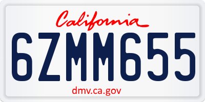 CA license plate 6ZMM655