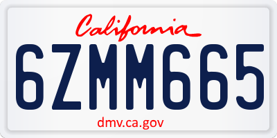 CA license plate 6ZMM665