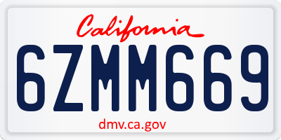 CA license plate 6ZMM669