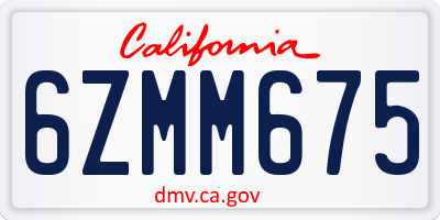 CA license plate 6ZMM675