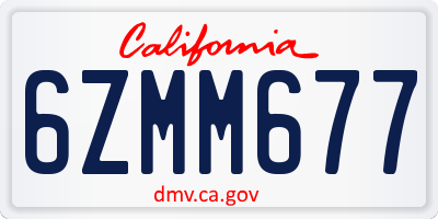 CA license plate 6ZMM677