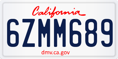 CA license plate 6ZMM689