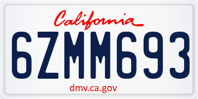 CA license plate 6ZMM693