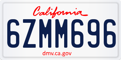 CA license plate 6ZMM696
