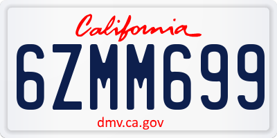 CA license plate 6ZMM699