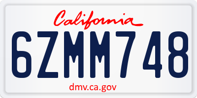 CA license plate 6ZMM748