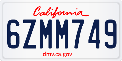 CA license plate 6ZMM749