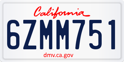 CA license plate 6ZMM751