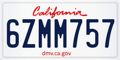 CA license plate 6ZMM757