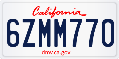 CA license plate 6ZMM770