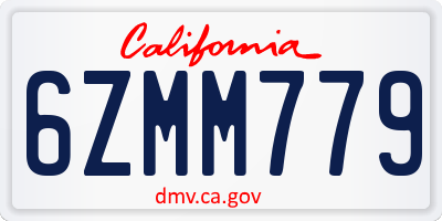 CA license plate 6ZMM779