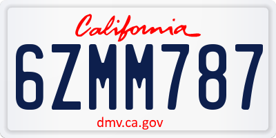 CA license plate 6ZMM787