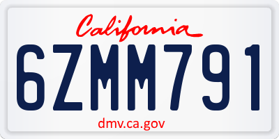 CA license plate 6ZMM791