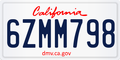 CA license plate 6ZMM798