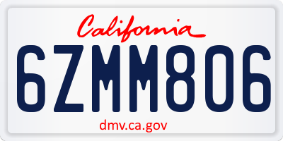 CA license plate 6ZMM806