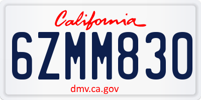 CA license plate 6ZMM830