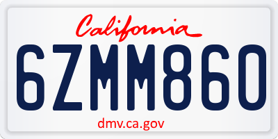 CA license plate 6ZMM860