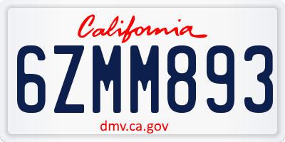 CA license plate 6ZMM893