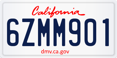 CA license plate 6ZMM901