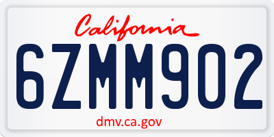 CA license plate 6ZMM902