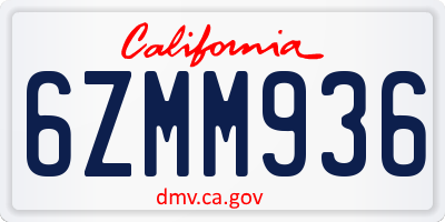 CA license plate 6ZMM936