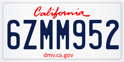 CA license plate 6ZMM952