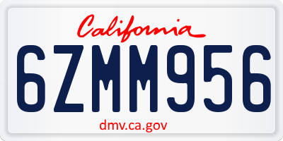 CA license plate 6ZMM956