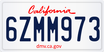 CA license plate 6ZMM973