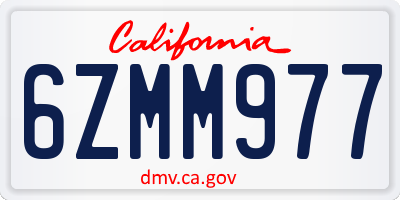 CA license plate 6ZMM977