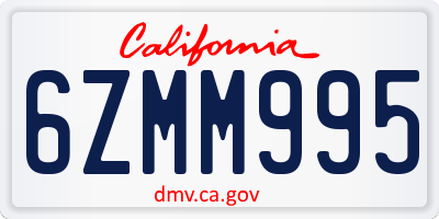 CA license plate 6ZMM995