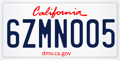 CA license plate 6ZMN005