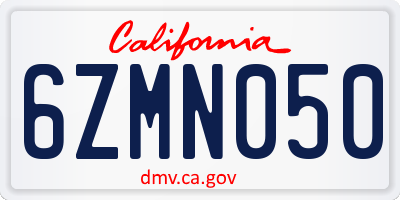 CA license plate 6ZMN050